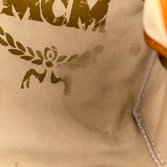 MCM Tan Leather Handbag with Multicolor Stripe - Picture 8 of 8